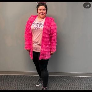 Betsey Johnson x Torrid Pink Mesh Ruffle Tiered Kimono